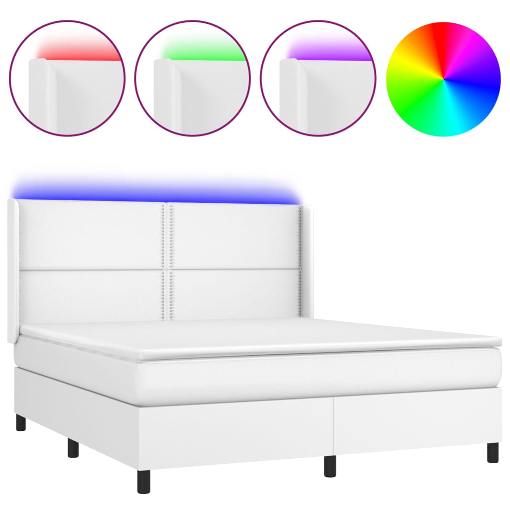 Sommier à lattes de lit matelas LED Blanc 160x200 cm Similicuir