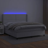 Sommier à lattes de lit matelas LED Blanc 160x200 cm Similicuir