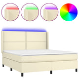 Sommier à lattes de lit matelas LED Crème 160x200 cm Similicuir