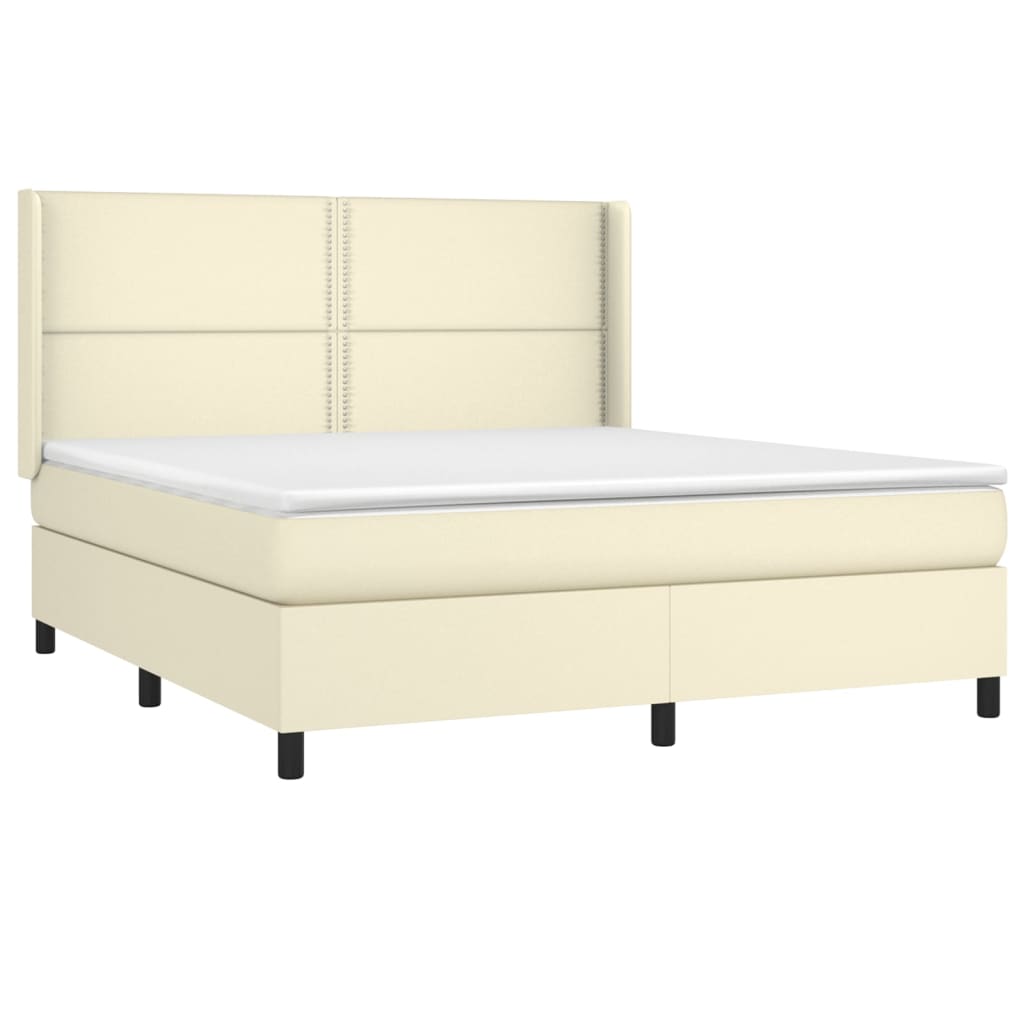 Sommier à lattes de lit matelas LED Crème 160x200 cm Similicuir