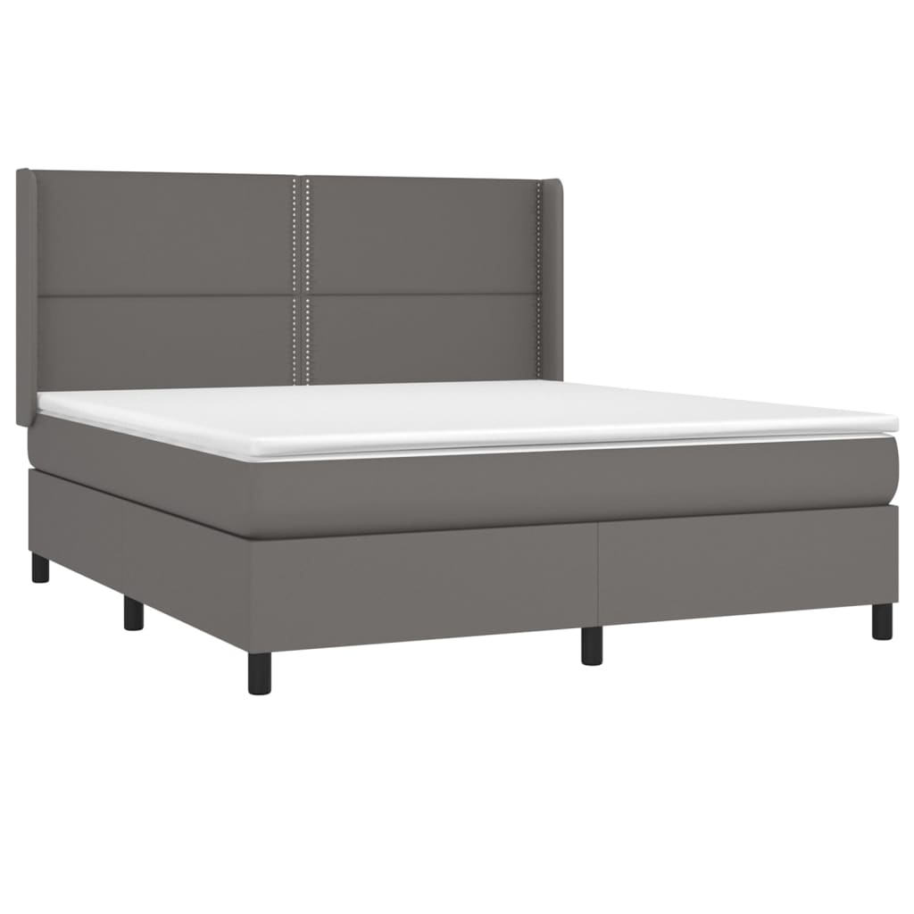 Sommier à lattes de lit matelas LED Gris 160x200 cm Similicuir