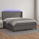 Sommier à lattes de lit matelas LED Gris 160x200 cm Similicuir