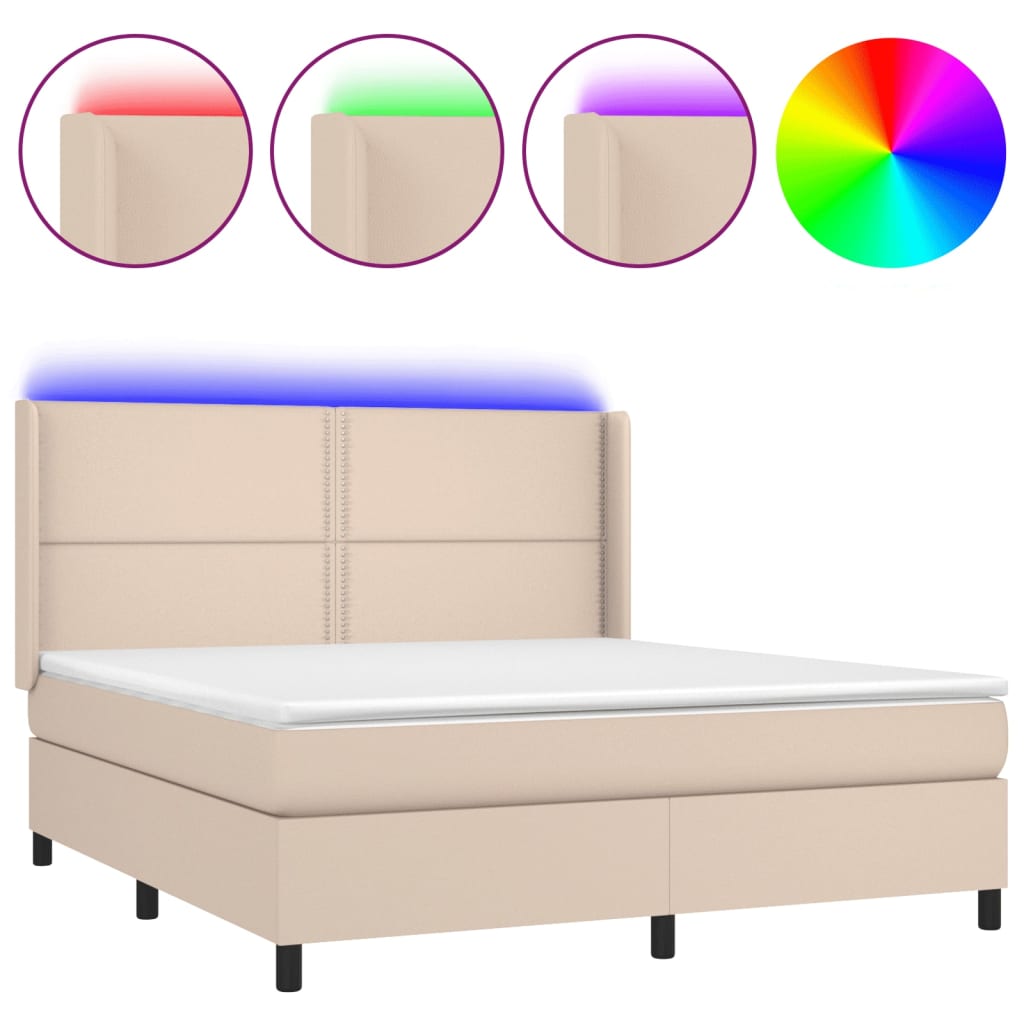 Cappuccino LED-Matratzenbett mit Lattenrost 160x200 cm