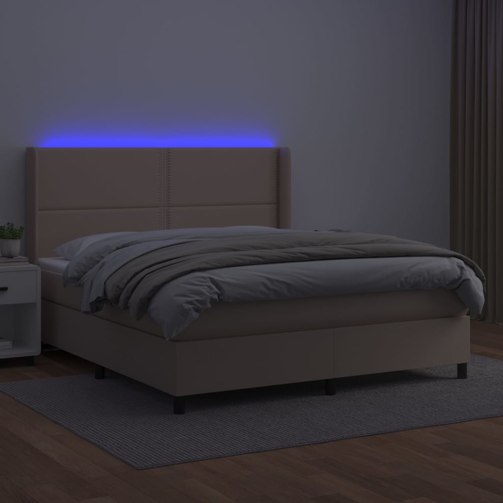 Cappuccino LED-Matratzenbett mit Lattenrost 160x200 cm