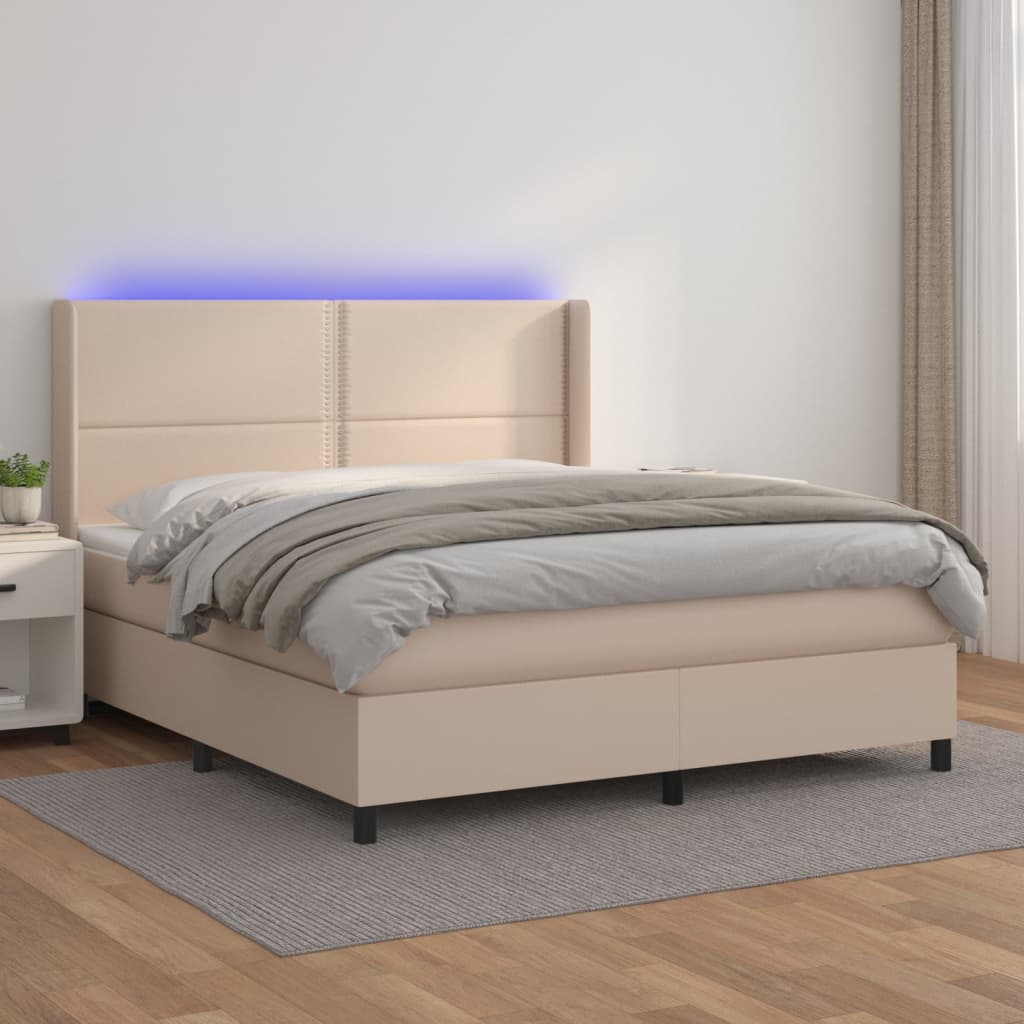 Cappuccino LED-Matratzenbett mit Lattenrost 160x200 cm