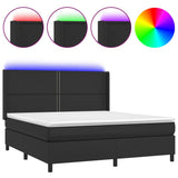 Sommier à lattes de lit matelas LED Noir 180x200cm Similicuir