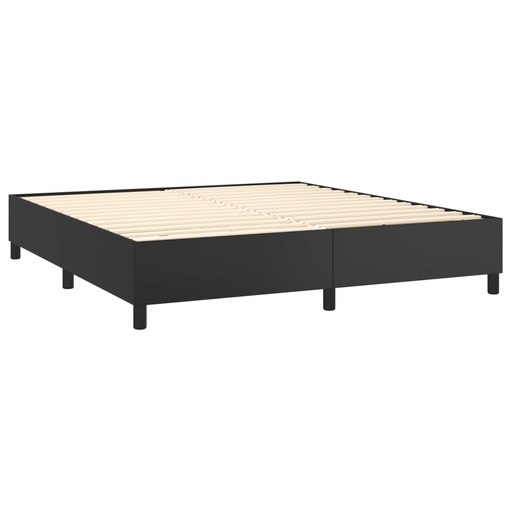 Sommier à lattes de lit matelas LED Noir 180x200cm Similicuir