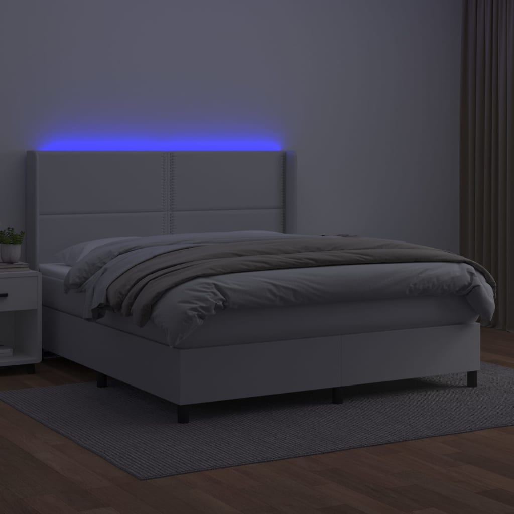 Sommier à lattes de lit matelas LED Blanc 180x200 cm Similicuir