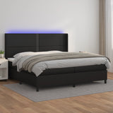 Bed slatted base LED mattress Black 200x200cm Faux leather