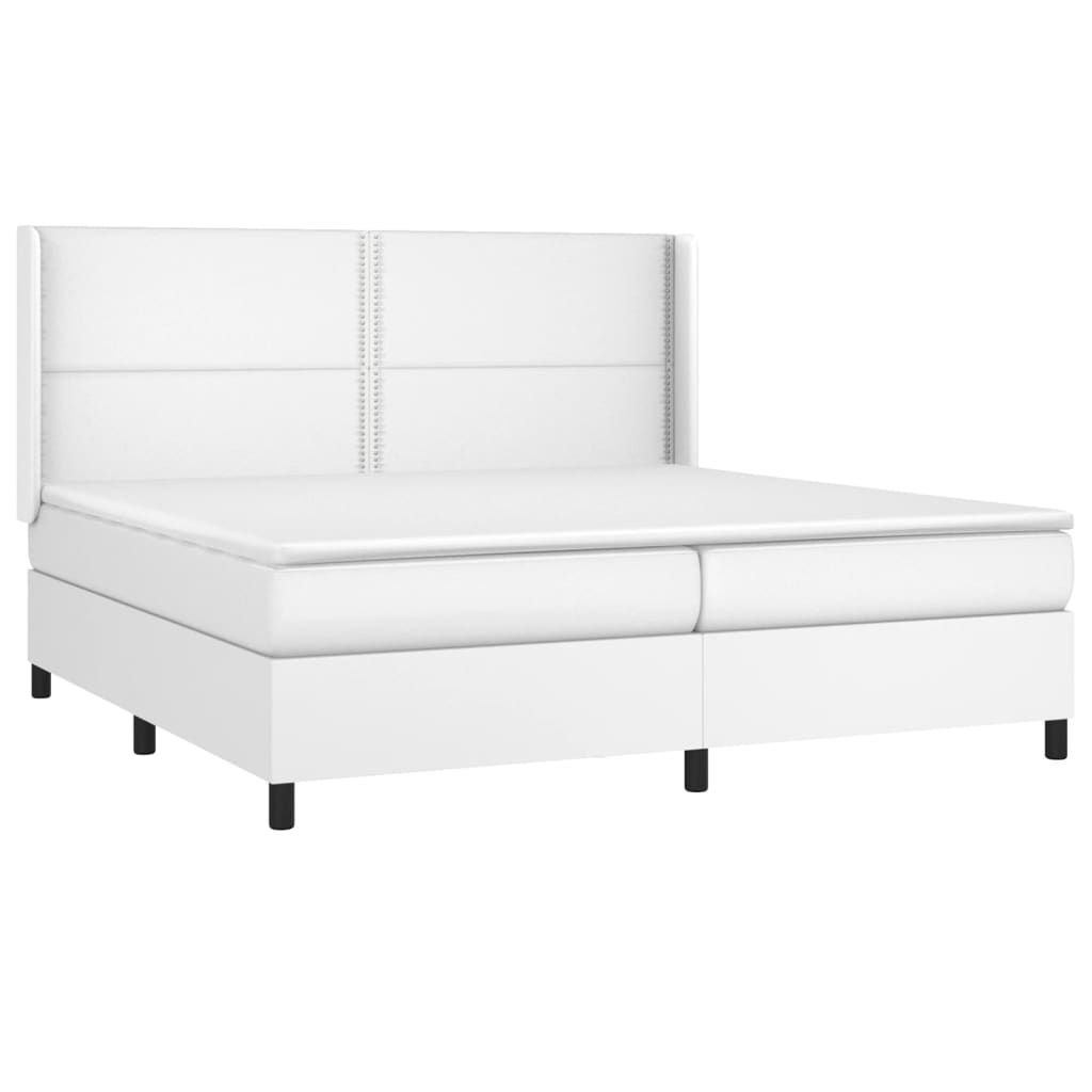 Sommier à lattes de lit matelas LED Blanc 200x200 cm Similicuir