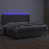 Sommier à lattes de lit matelas LED Gris 200x200 cm Similicuir