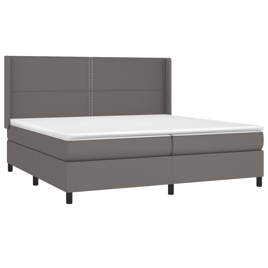 Sommier à lattes de lit matelas LED Gris 200x200 cm Similicuir