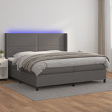 Sommier à lattes de lit matelas LED Gris 200x200 cm Similicuir