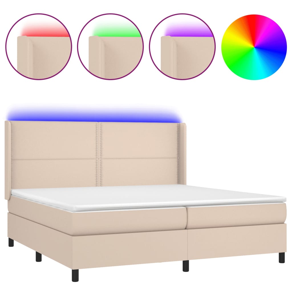 Sommier à lattes de lit matelas LED Cappuccino 200x200 cm