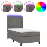 Sommier à lattes de lit matelas LED Gris 80x200 cm Similicuir