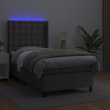 Sommier à lattes de lit matelas LED Gris 80x200 cm Similicuir