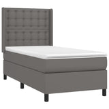 Sommier à lattes de lit matelas LED Gris 80x200 cm Similicuir