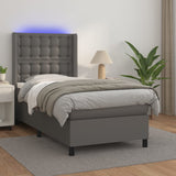 Sommier à lattes de lit matelas LED Gris 80x200 cm Similicuir