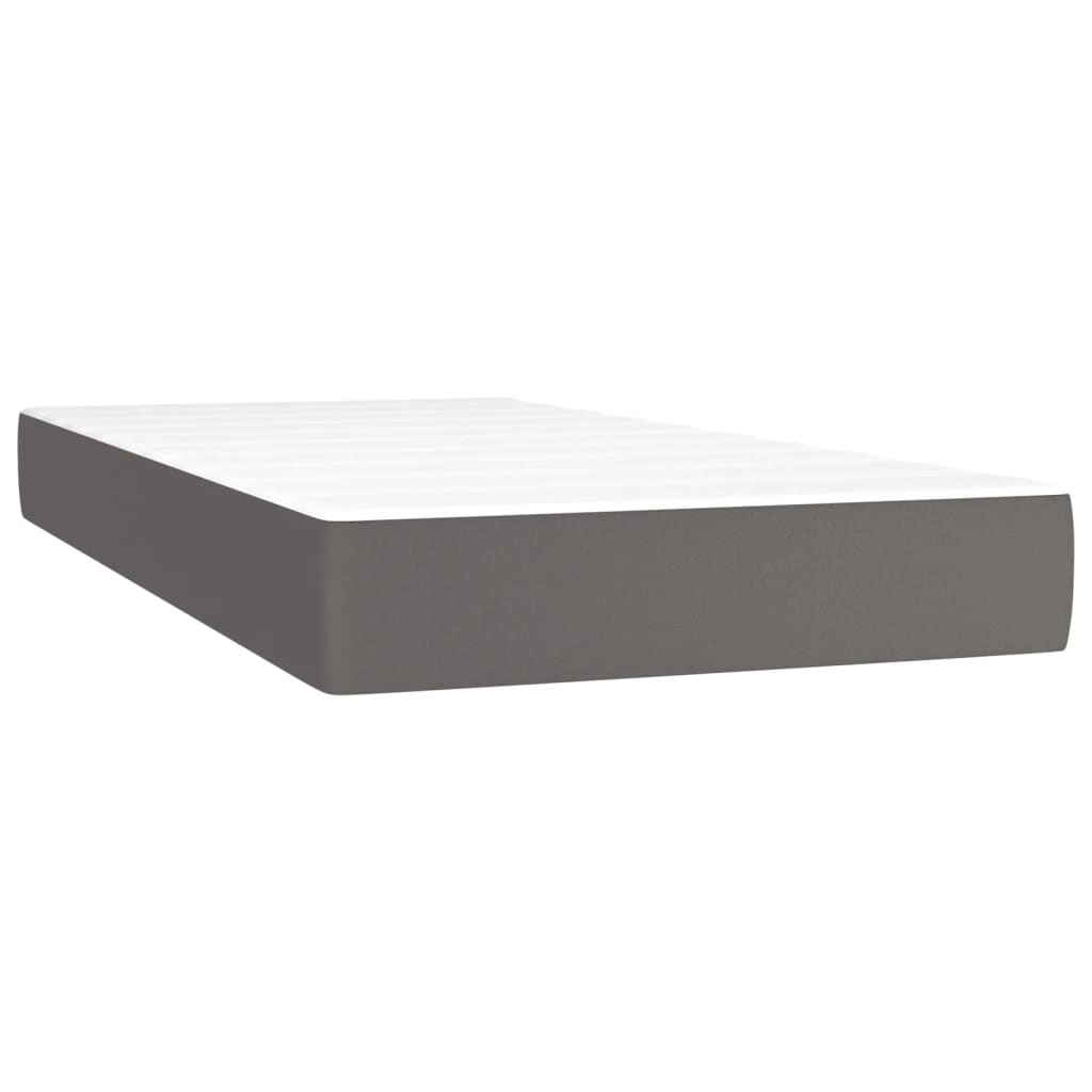 Sommier à lattes de lit matelas LED Gris 90x190 cm Similicuir