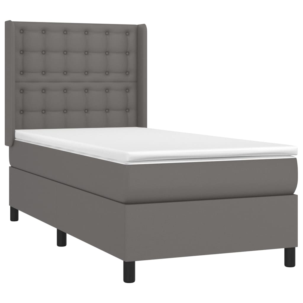 Sommier à lattes de lit matelas LED Gris 90x200 cm Similicuir