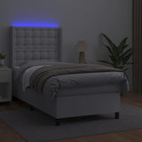 Sommier à lattes de lit matelas LED Blanc 100x200 cm Similicuir