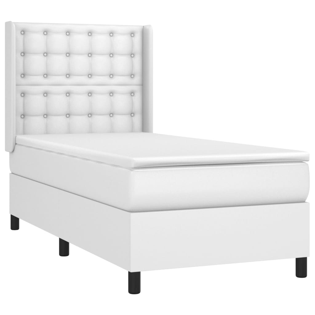 Sommier à lattes de lit matelas LED Blanc 100x200 cm Similicuir