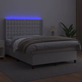 Sommier à lattes de lit matelas LED Blanc 140x190 cm Similicuir