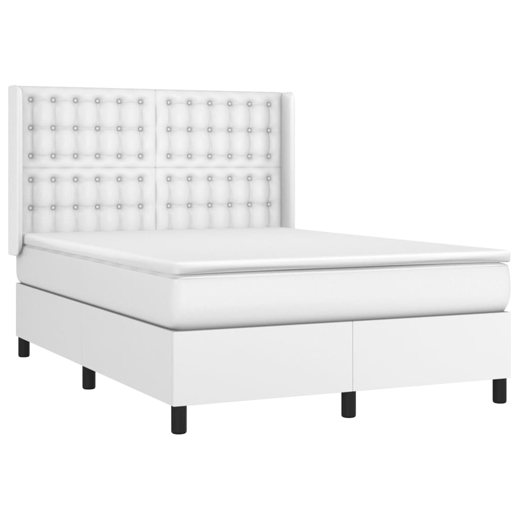 Sommier à lattes de lit matelas LED Blanc 140x190 cm Similicuir