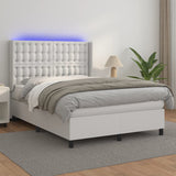 Sommier à lattes de lit matelas LED Blanc 140x190 cm Similicuir