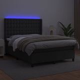 Bed slatted base LED mattress Black 140x200cm Faux leather