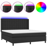 Sommier à lattes de lit matelas LED Noir 160x200cm Similicuir