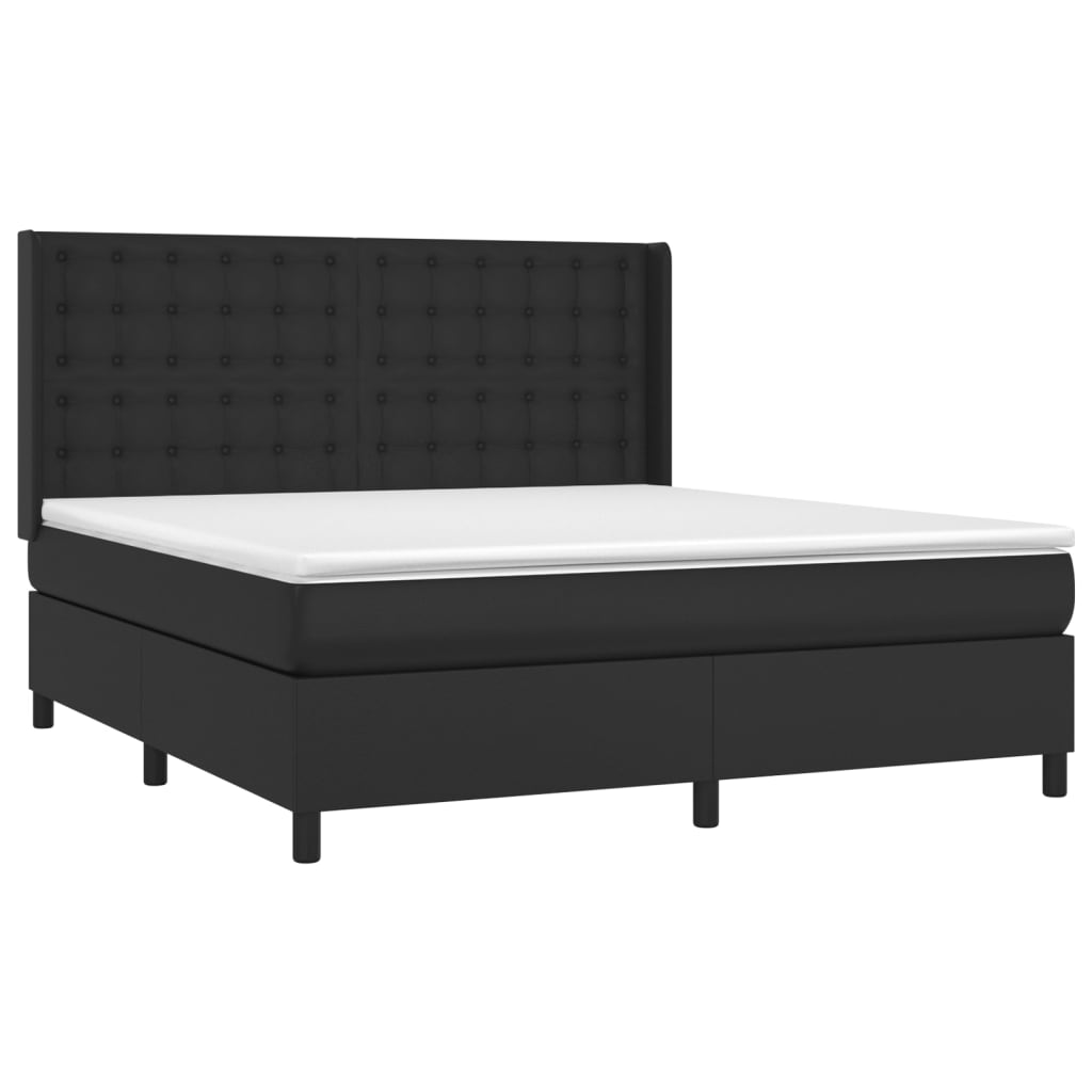 Sommier à lattes de lit matelas LED Noir 160x200cm Similicuir