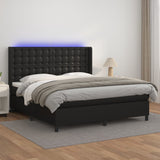 Sommier à lattes de lit matelas LED Noir 160x200cm Similicuir