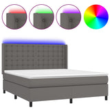 Sommier à lattes de lit matelas LED Gris 160x200 cm Similicuir