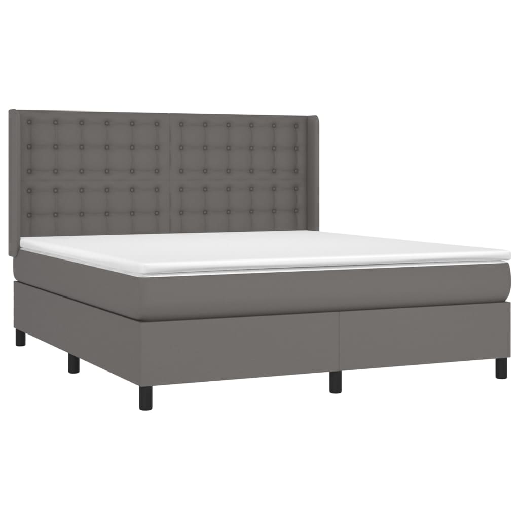 Sommier à lattes de lit matelas LED Gris 160x200 cm Similicuir