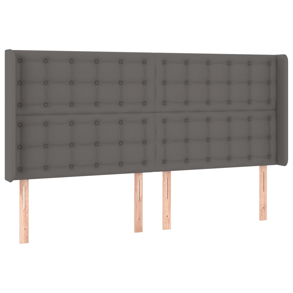 Sommier à lattes de lit matelas LED Gris 160x200 cm Similicuir