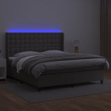 Sommier à lattes de lit matelas LED Gris 180x200 cm Similicuir