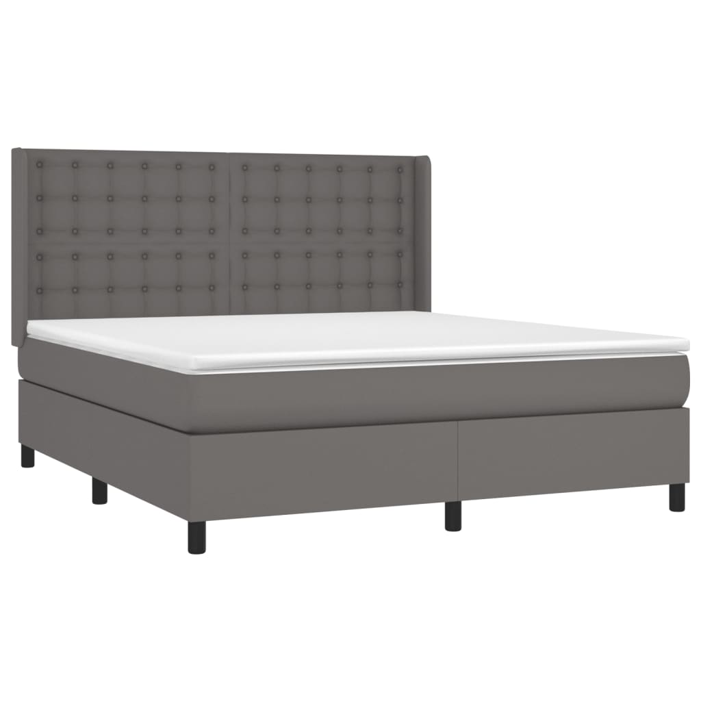 Sommier à lattes de lit matelas LED Gris 180x200 cm Similicuir