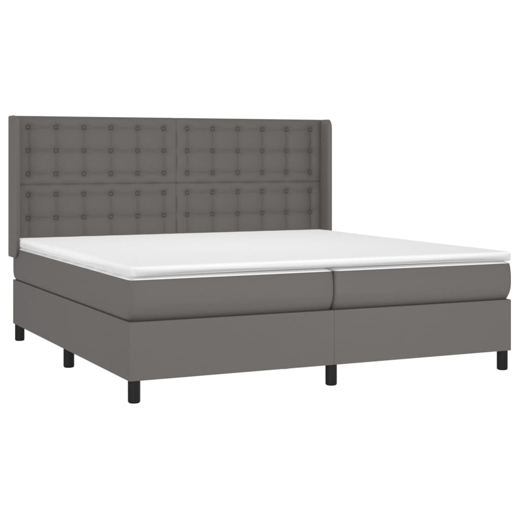 Sommier à lattes de lit matelas LED Gris 200x200 cm Similicuir