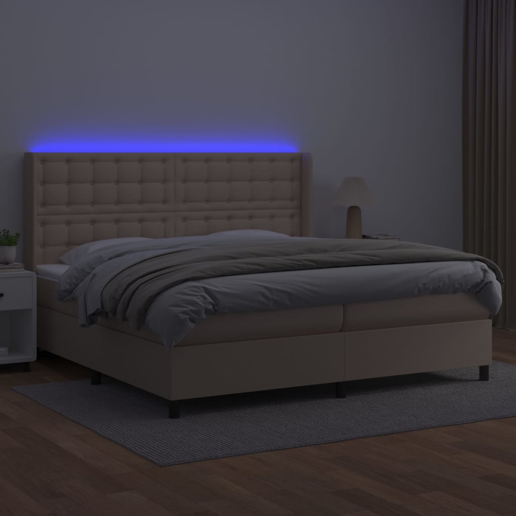 Cappuccino LED-Matratzenbett mit Lattenrost 200x200 cm