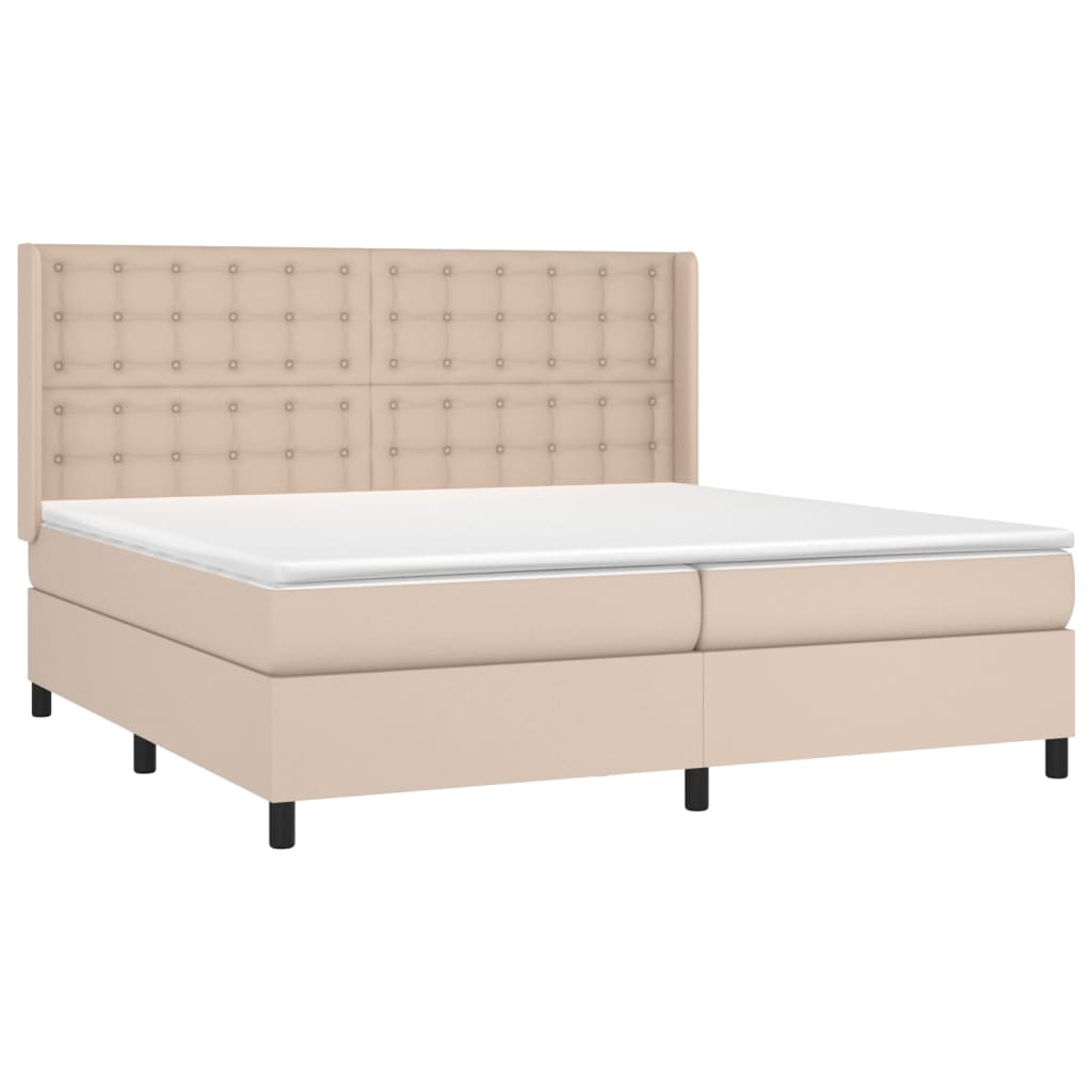 Cappuccino LED-Matratzenbett mit Lattenrost 200x200 cm