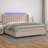 Cappuccino LED-Matratzenbett mit Lattenrost 200x200 cm