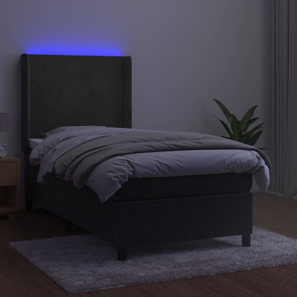 Sommier à lattes de lit matelas LED Gris foncé 80x200cm Velours