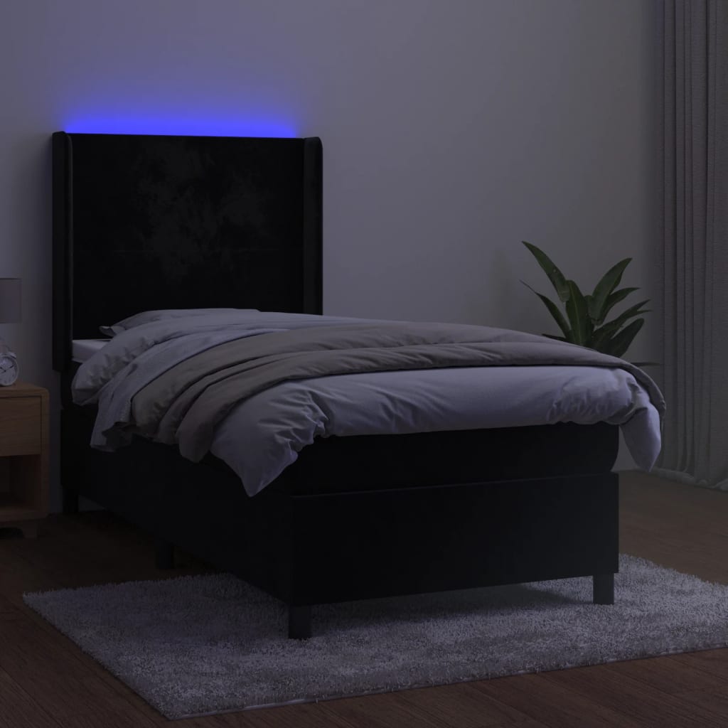 Lattenrostmatratze und LED-Samt in Schwarz, 80 x 200 cm