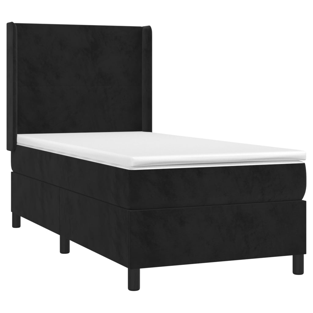 Sommier à lattes de lit matelas et LED Noir 80x200cm Velours