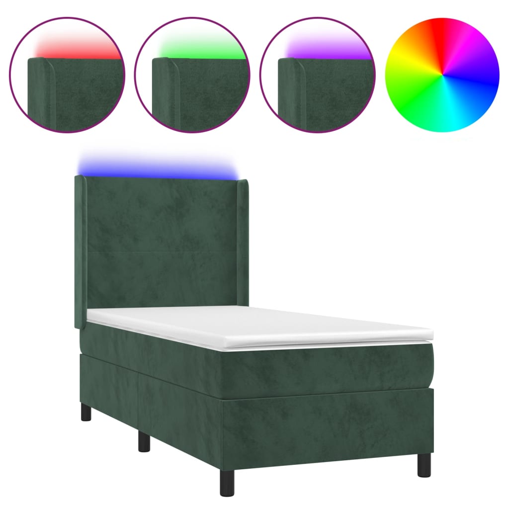 Sommier à lattes de lit matelas LED Vert foncé 80x200cm Velours