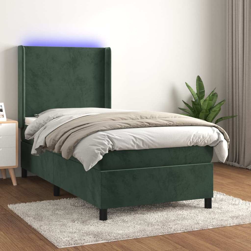 Sommier à lattes de lit matelas LED Vert foncé 80x200cm Velours