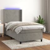 Sommier à lattes de lit matelas LED Gris clair 90x190cm Velours