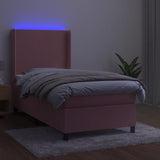 Slatted bed base with mattress and LED Pink 90x200 cm Velvet