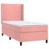 Slatted bed base with mattress and LED Pink 90x200 cm Velvet